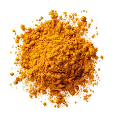 Turmeric powder cooking ingredient kitchen food bright spice benefits isolated on transparent background