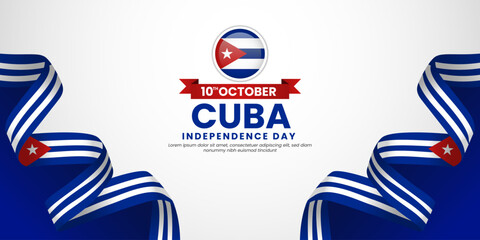 Cuba flag for independence day banner background with waving ribbon flag