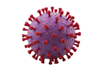 Isolated virus with spikes and small spots, scientific rendering of a viral particle