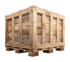 Wooden shipping crate warehouse product industrial isolated on transparent background