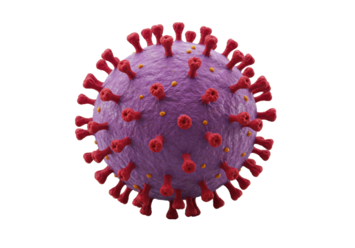 Isolated virus with spikes and small spots, scientific rendering of a viral particle - Powered by Adobe