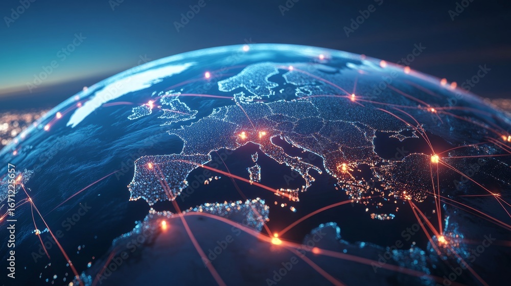 Poster global connectivity revolution visualizing the interconnected digital globe worldwide digital image 