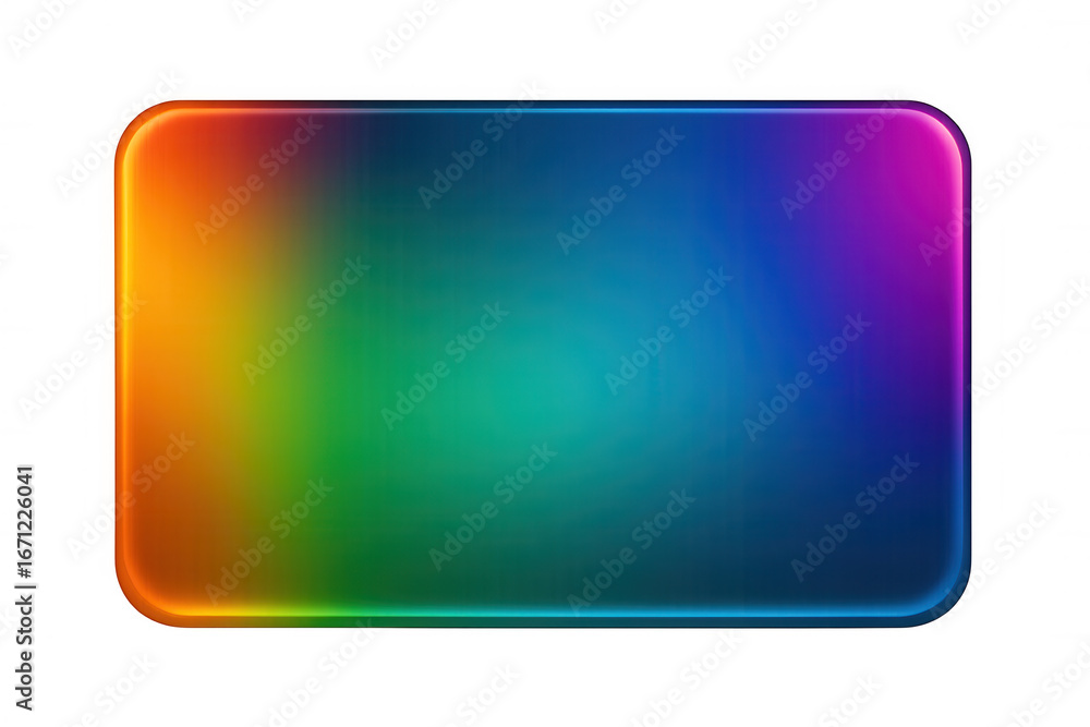 Poster vibrant rectangular graphic displaying smooth color gradient, soft-edged corners, transparent backdr