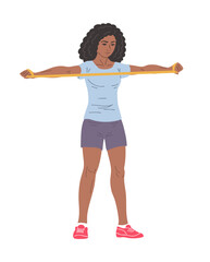 Young woman doing dumbbell lateral raise exercise for shoulder strength