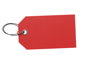 Isolated Red Price Tag or Gift Tag with String and Grommet, a Sale or Pricing Concept