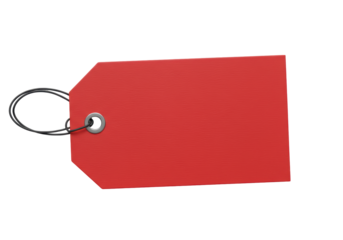 Isolated Red Price Tag or Gift Tag with String and Grommet, a Sale or Pricing Concept
