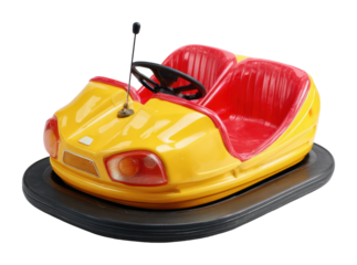 Exciting bumper car ride experience at amusement park fun environment isolated on transparent background