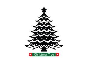 Fototapeta premium Christmas tree Silhouette vector bundle, Christmas tree Silhouette illustration