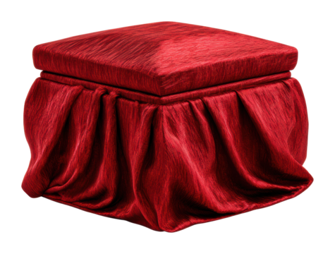 Elegant red fabric pouf living room decorative item isolated on transparent background