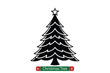 Fototapeta premium Christmas tree Silhouette vector bundle, Christmas tree Silhouette illustration