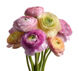 Colorful ranunculus bouquet arrangement floral bright isolated on transparent background