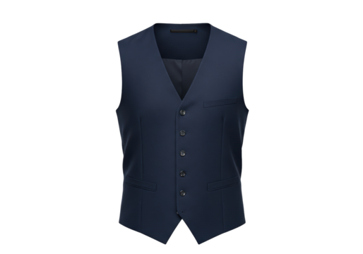 Isolated navy blue men's vest perfect for formal attire against a simple backdrop, elegant