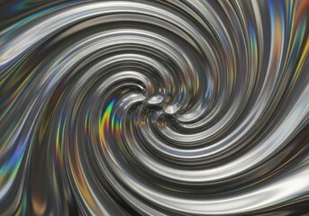 Obraz premium Swirling metallic texture with iridescent rainbow highlights