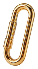 Action event golden carabiner product view isolated on transparent background