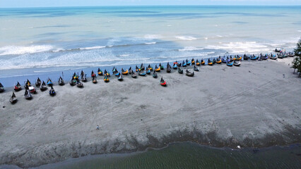 Traditional Wooden Fishermen's fishing boat, Teknaf Coxs bazar, Bangladesh. Colorful Wooden Fishing Boat On a Cox's Bazar Sea Beach With Blue Sky Background in Bangladesh.Beautiful Bangladesh Photo.