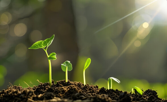 Spring Equinox Arbor Day Seedling Sprouting Hope Vitality Background