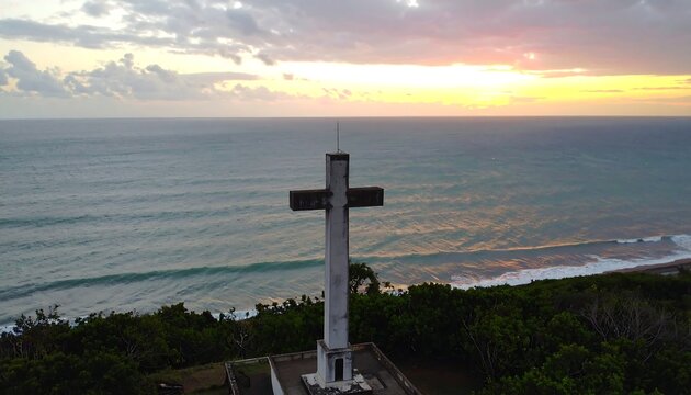 Coastal Cross Sunset Aerial View - Powered by Adobe