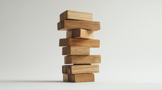 Tension builds as jenga tower teeters on the edge living room gameplay indoor close-up a jenga tower on the verge of collapse