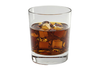 Isolated close-up of an alcohol drink with ice cubes in a glass ready to enjoy the party