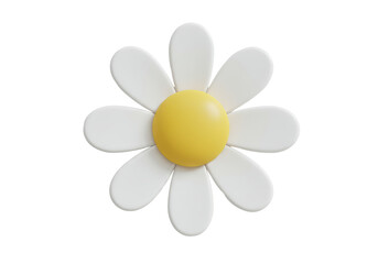 Isolated simple daisy flower with smooth curved petals in cartoon style, flower head