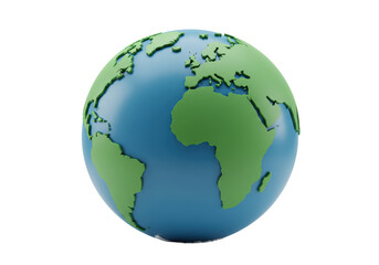 Isolated globe showing continents and oceans in three dimensional rendering style