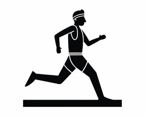 Person running marathon icon and logo  silhouette illustration