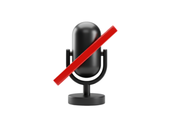Isolated mute microphone icon, digital media sign for silence or audio off status, modern design
