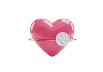 Isolated Valentine heart with a ring and plus sign for medical purposes or web design