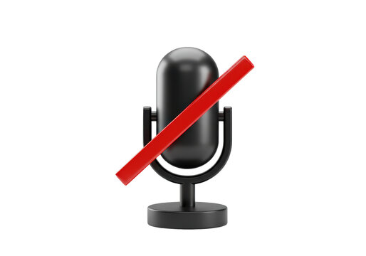 Isolated mute microphone icon, digital media sign for silence or audio off status, modern design