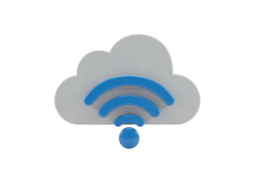 Isolated Cloud with Wifi Signal Indicating Cloud-Based Internet Access and Connectivity