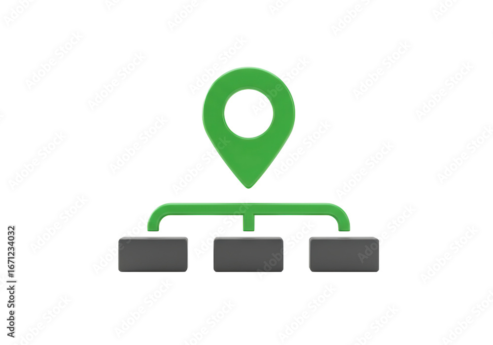 Aufkleber isolated diagram of connected location pin and boxes for flow chart and organizational chart