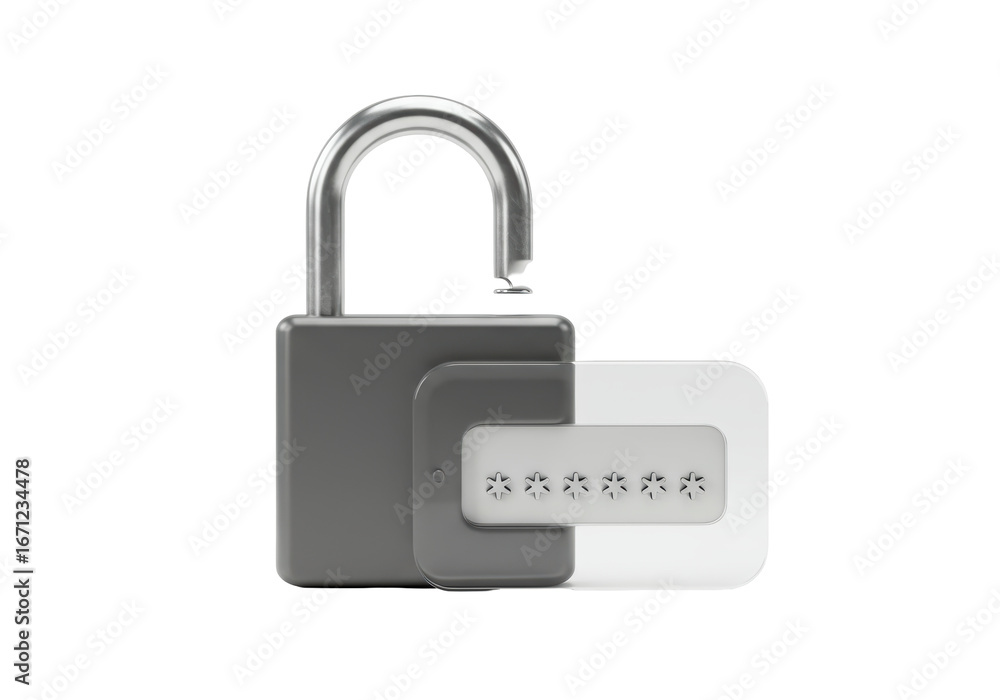 Aufkleber isolated lock with security pad, access granted, unlocked, secure lock mechanism object