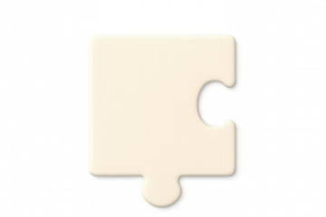 White puzzle piece with transparent background symbolizing problem-solving, strategy, and solution finding