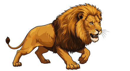Obraz premium Majestic Lion King of the Jungle Powerful Predator Isolated on Transparent Background Standing Strong