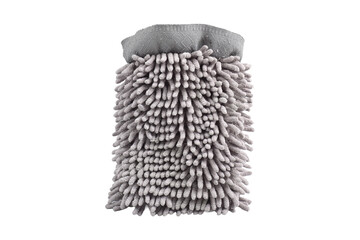 Gray microfiber wash mitt isolated on white background