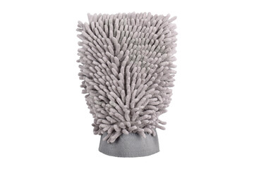Gray microfiber wash mitt isolated on white background