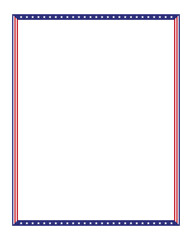 Vertical portrait American flag theme style rectangular square frame or border template USA red blue for independence day document, invitation decorative 4th July patriotic celebrations