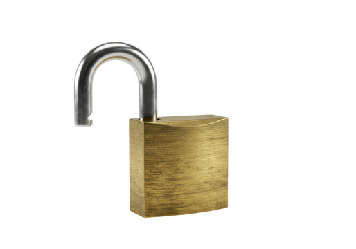 Isolated lock with open shackle and brass body secures property against theft and invasion
