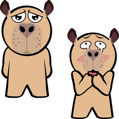 cute capybara kid character cartoon expressions pack collection in vector art