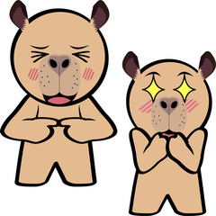 cute capybara kid character cartoon expressions pack collection in vector art