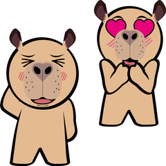 cute capybara kid character cartoon expressions pack collection in vector art