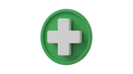 Obraz premium Clean white medical cross symbol on a vibrant green circle icon