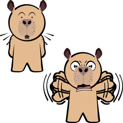 cute capybara kid character cartoon expressions pack collection in vector art