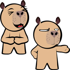 cute capybara kid character cartoon expressions pack collection in vector art