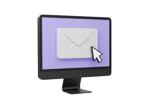 Isolated Email Inbox Computer Display for Communication and Contact at the Office