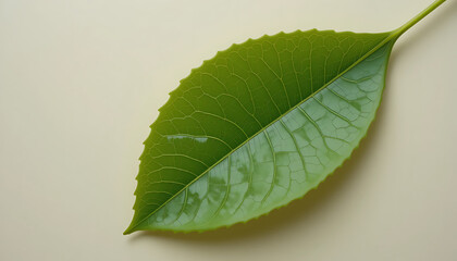 Pale Green Background with Centered Minimalist Leaf