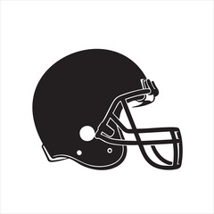 Illustration of a black football helmet, showcasing protective gear for sports, team equipment, and safety in american football games