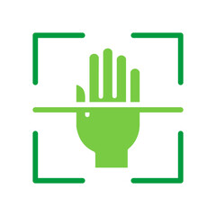 Palm Scanning Icon Vector Illustration Green Version