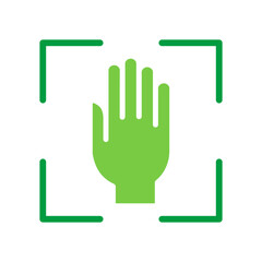 Palm Recognition Icon Vector Illustration Green Version