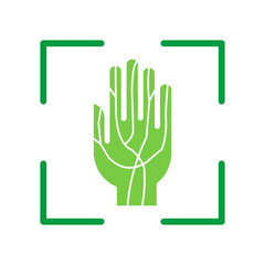 Palm Vein Scan Icon Vector Illustration Green Version